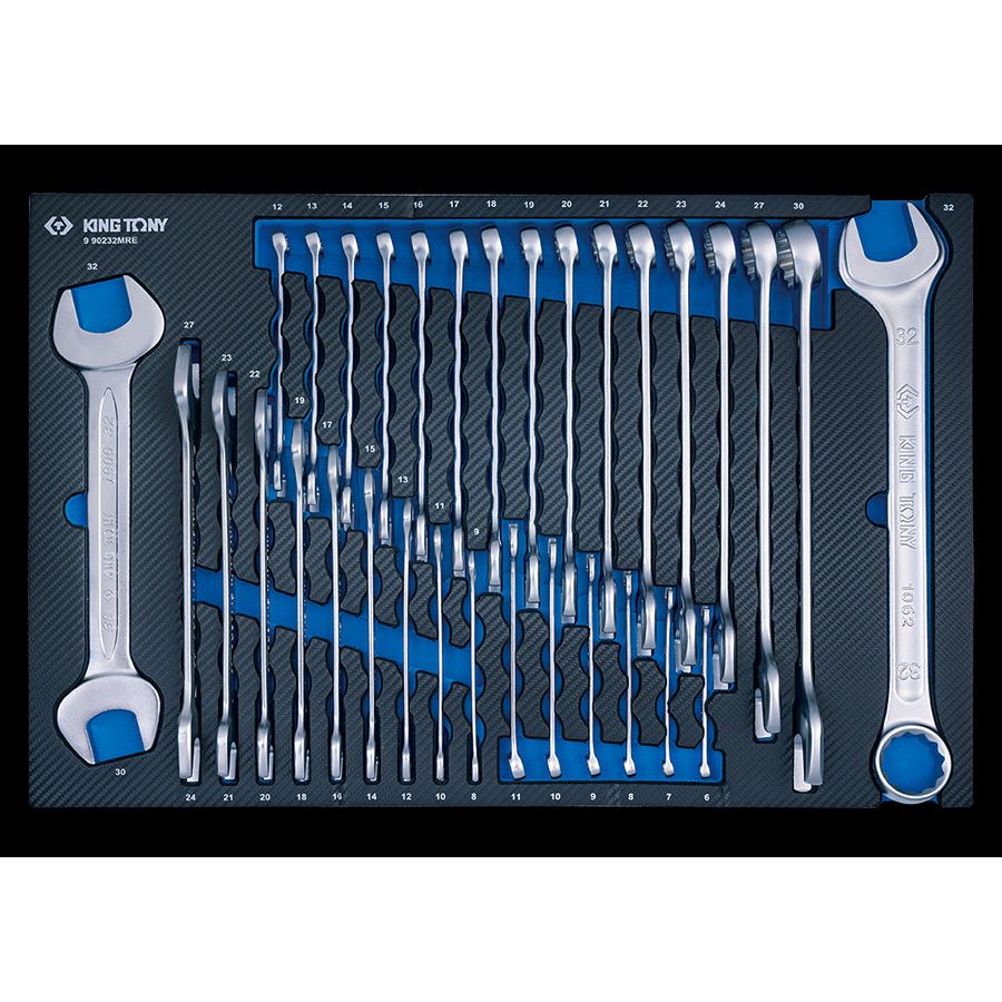 KING TONY Profi-Werkzeuge - Module mousse + PP 32 pièces Clés à fourches et mixtes 990232MRE