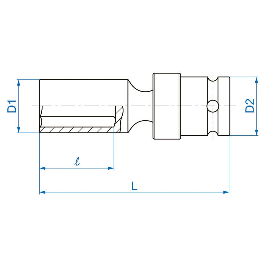 KING TONY Profi-Werkzeuge - 6-Kant Kraft-Steckschlüssel, metrisch, lang, Universalgelenk - 17 mm 4A5517M