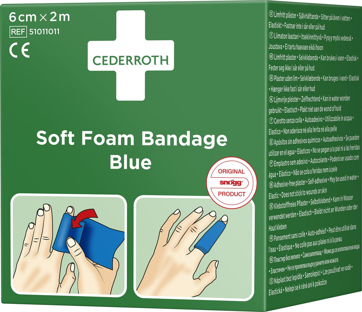 CEDERROTH Soft Foam Bandage selbsthaftend elastisch blau 6 cm x 2 m Rolle