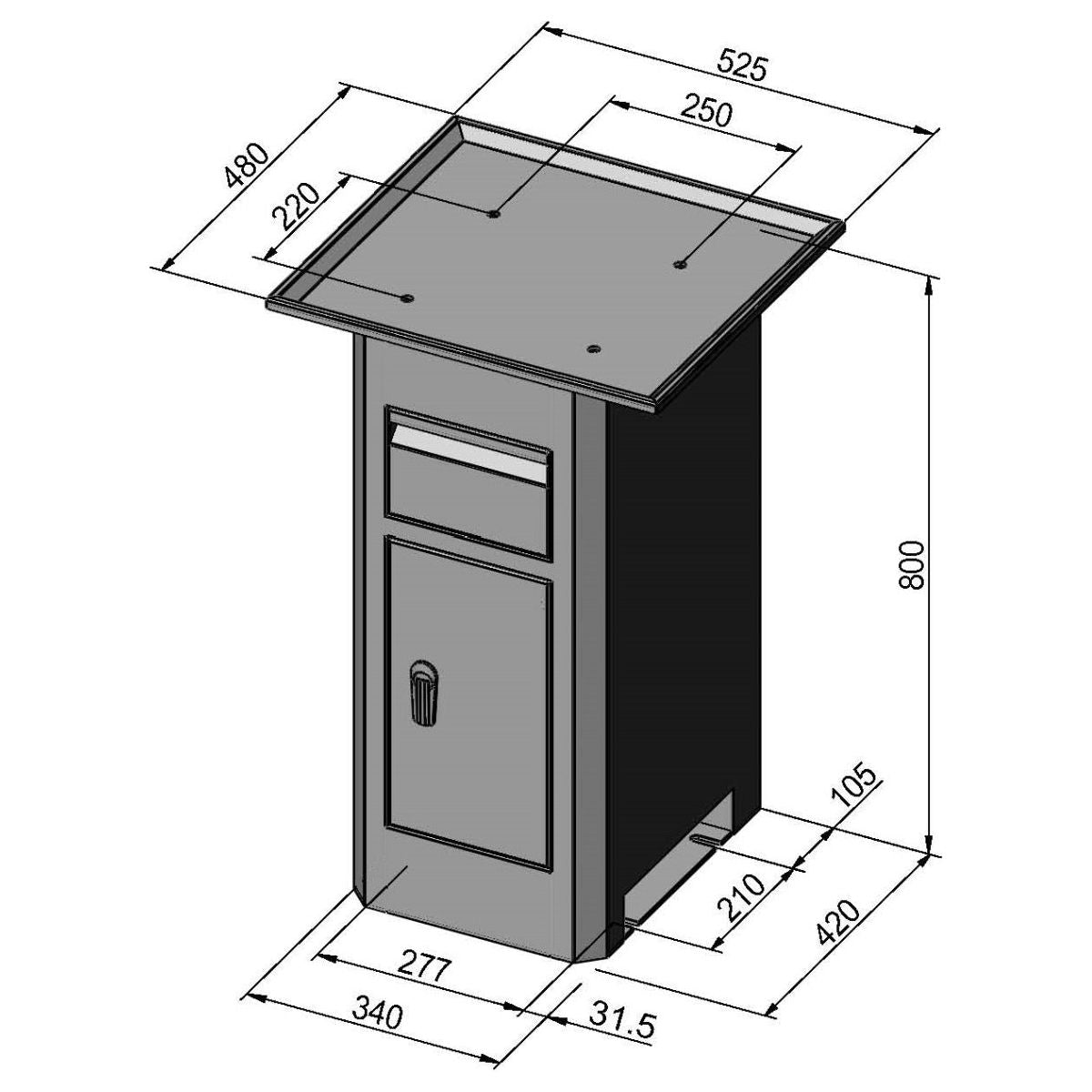 BERNARDO Untergestell für Bohr- und Fräsmaschine – Modell Untergestell BF 2 Deluxe mit Spänewanne