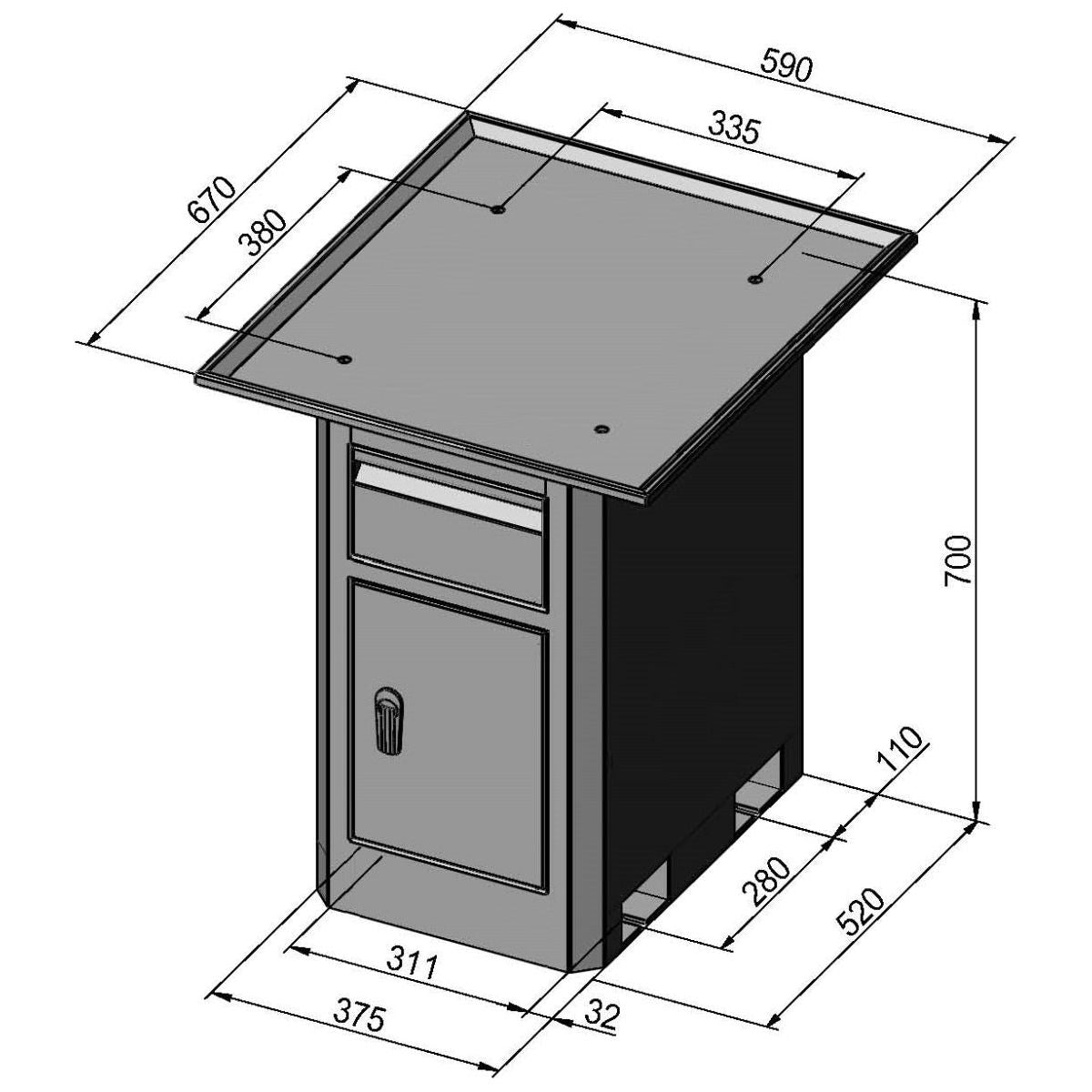 BERNARDO Untergestell für Bohr- und Fräsmaschine – Modell Untergestell BF 5 Deluxe mit Spänewanne