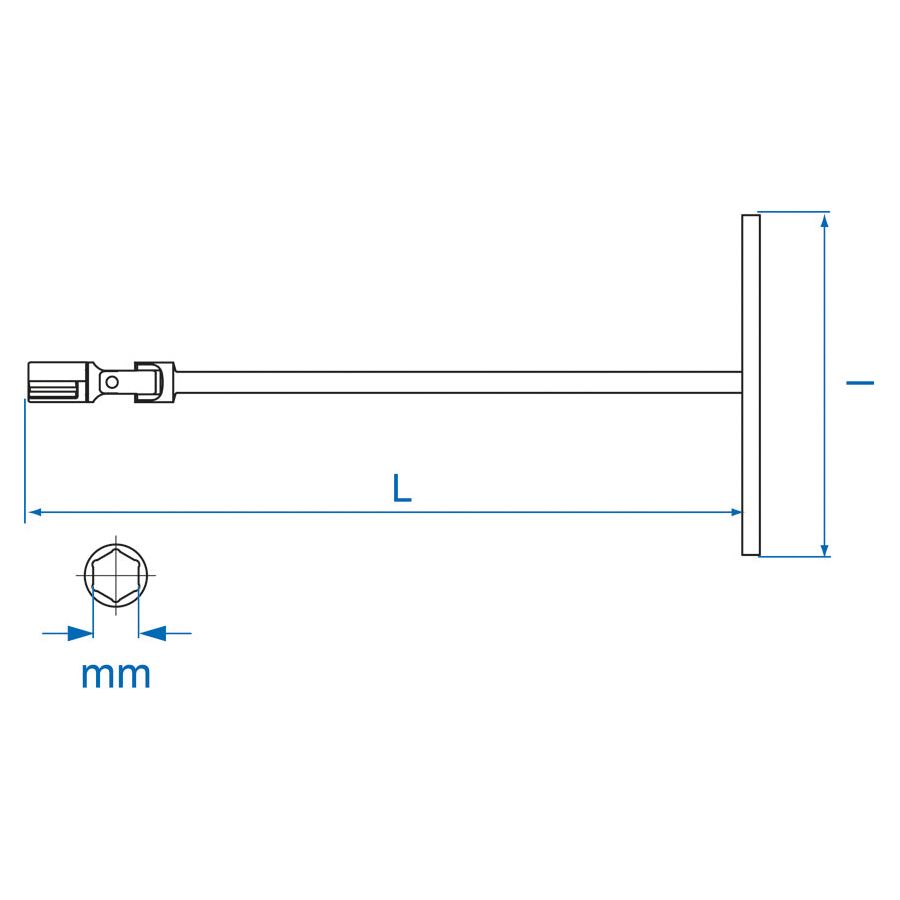 KING TONY Profi-Werkzeuge - T-Griff-Steckschlüssel, metrisch - 12 mm 575512M