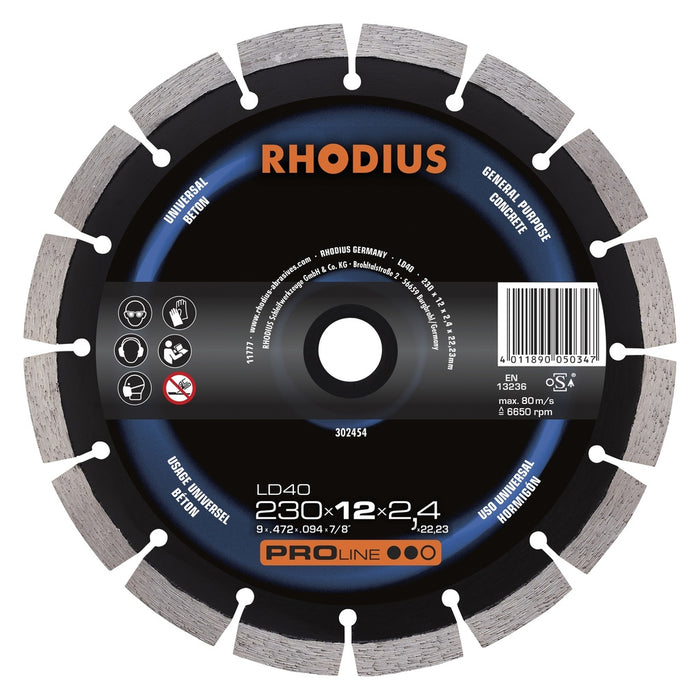 RHODIUS Diamant-Trennscheibe LD40 - 230 x 12,0 x 2,4 x 22,23mm