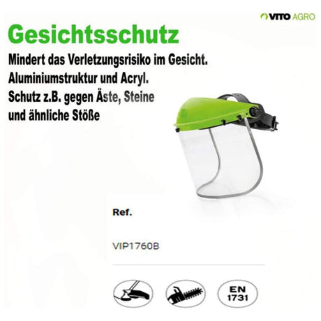 VITO Pro Visier Gesichtsschutz - Klappvisier - Visierschutz - Transparent - Augenschutz - VIP1760B