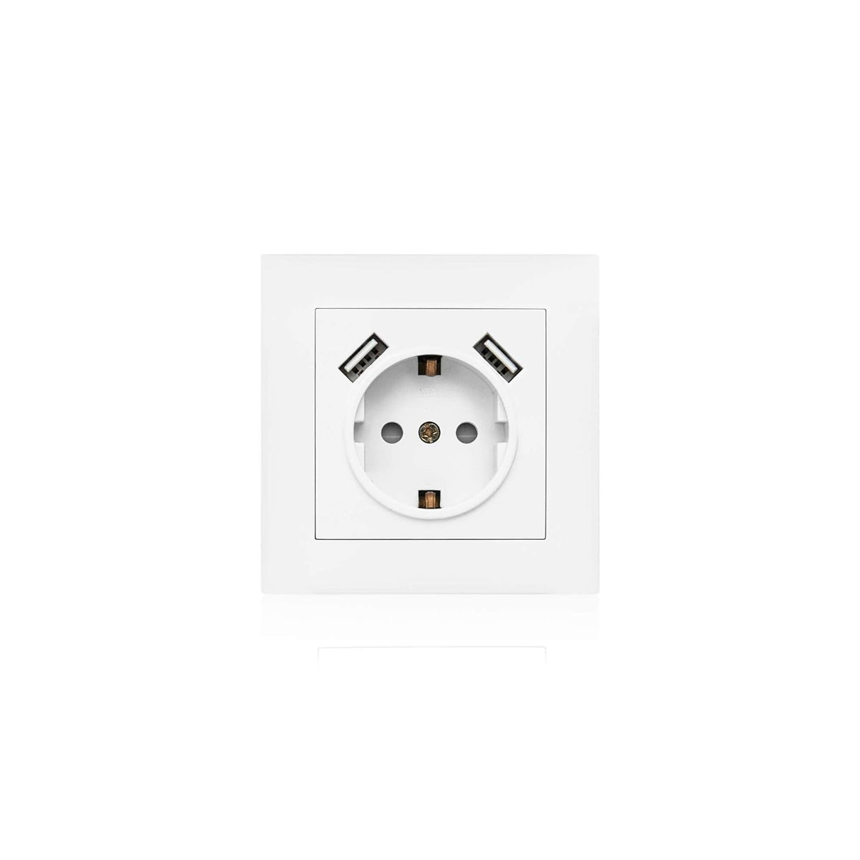 ASLO 230 V USB Schuko Steckdose mit 2 x USB Aluminium RAL 9006 - 10 Stück - ASE202023ALC - 12,95€/Stk.