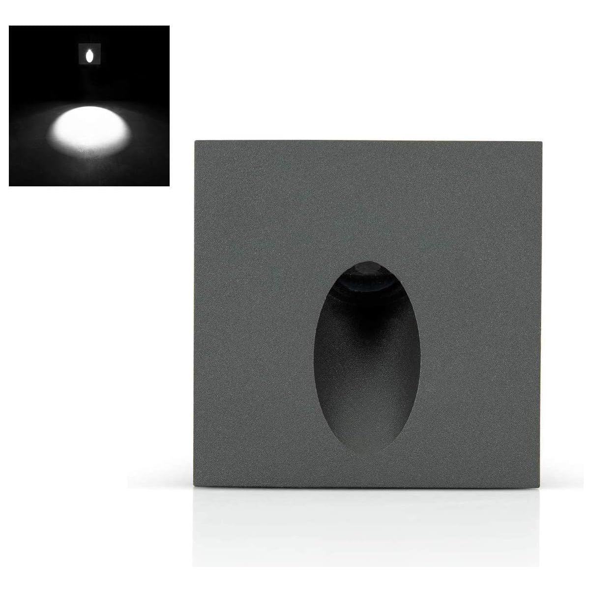 ASLO quadratische 3W Graphit-Wandeinbauleuchte IP65 LED Einbau Orientierungsleuchte für die Wand 4000K