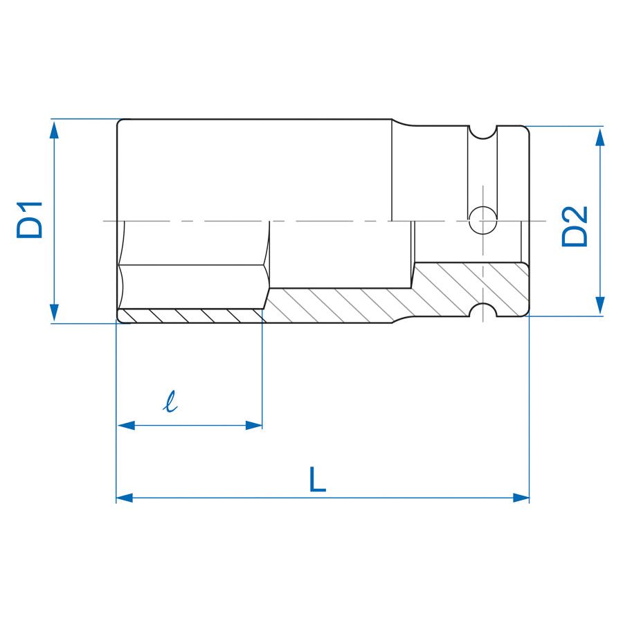 KING TONY Profi-Werkzeuge - 3/4" Kraft-Steckschlüssel, metrisch, lang, dünne Wand - 21 mm 693521M