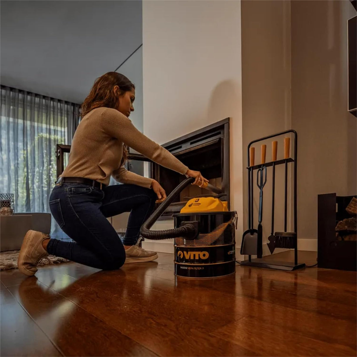 VITO Pro Power 18L Aschesauger 1400W bis 50° für Kamin, Grill, Ofen - HEPA Filter