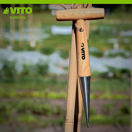 VITO Blumenzwiebelpflanzer aus Holz und Edelstahl - Pflanzhilfe - VIPBB