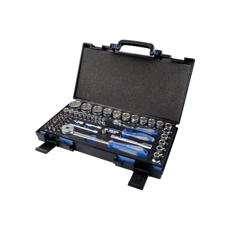 KING TONY Profi-Werkzeuge - 1/2" + 1/4" Steckschlüssel-Set - 55 tlg. 7555MRE10