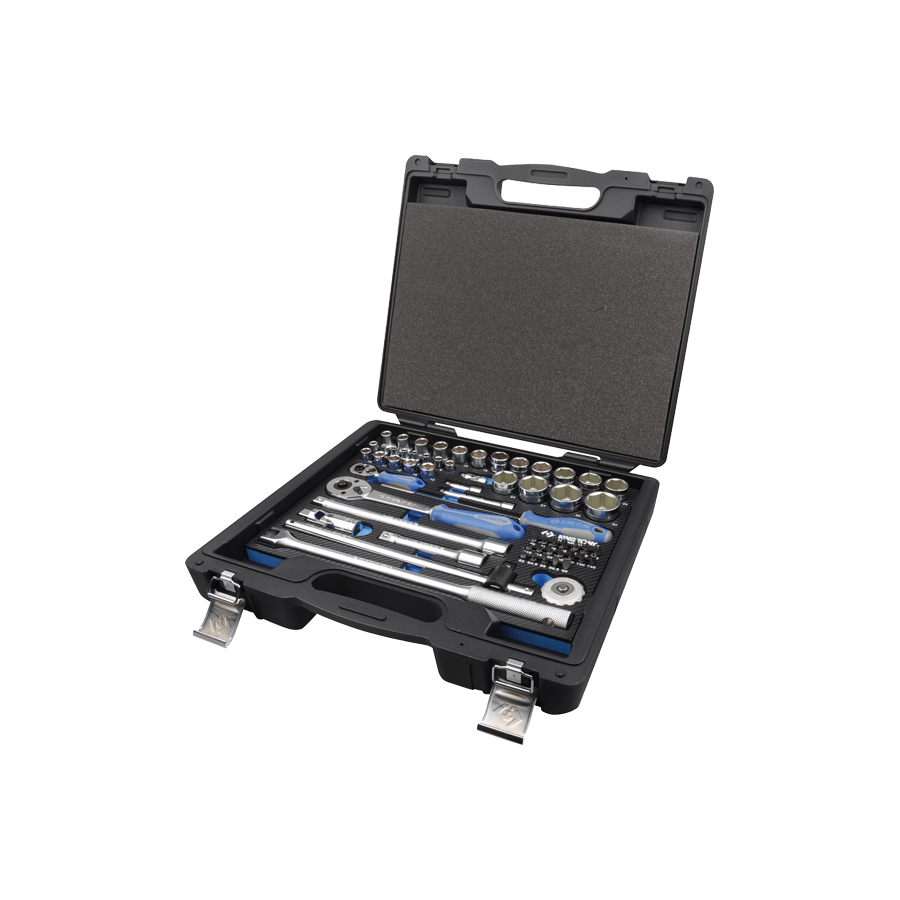 KING TONY Profi-Werkzeuge - 1/4" + 1/2" 6-Kant Steckschlüsselset, EVAWAVE, Zubehör - 60 tlg. 7560MRE01