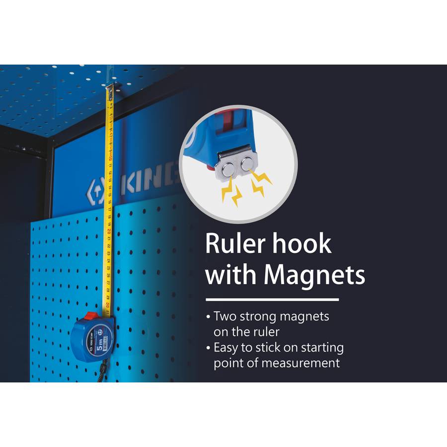 KING TONY Profi-Werkzeuge - 12 tlg. Verkaufsdisplay Maßband (5Mx19mm) 7909505M 7909505MS