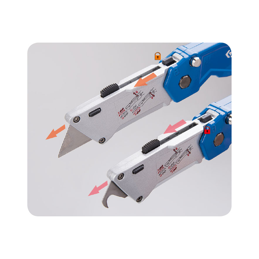 KING TONY Profi-Werkzeuge - Klappmesser zwei Klingen 794507