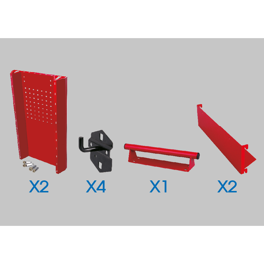 KING TONY Profi-Werkzeuge - Perforierte Werkzeugwagen-Seitenstütze Evolution - 5 tlg. 87430A