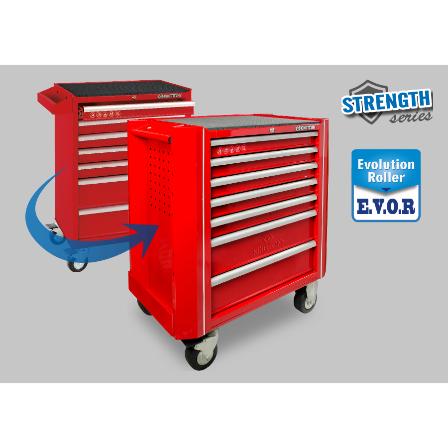 KING TONY Profi-Werkzeuge - Perforierte Werkzeugwagen-Seitenstütze Evolution - 5 tlg. 87430A