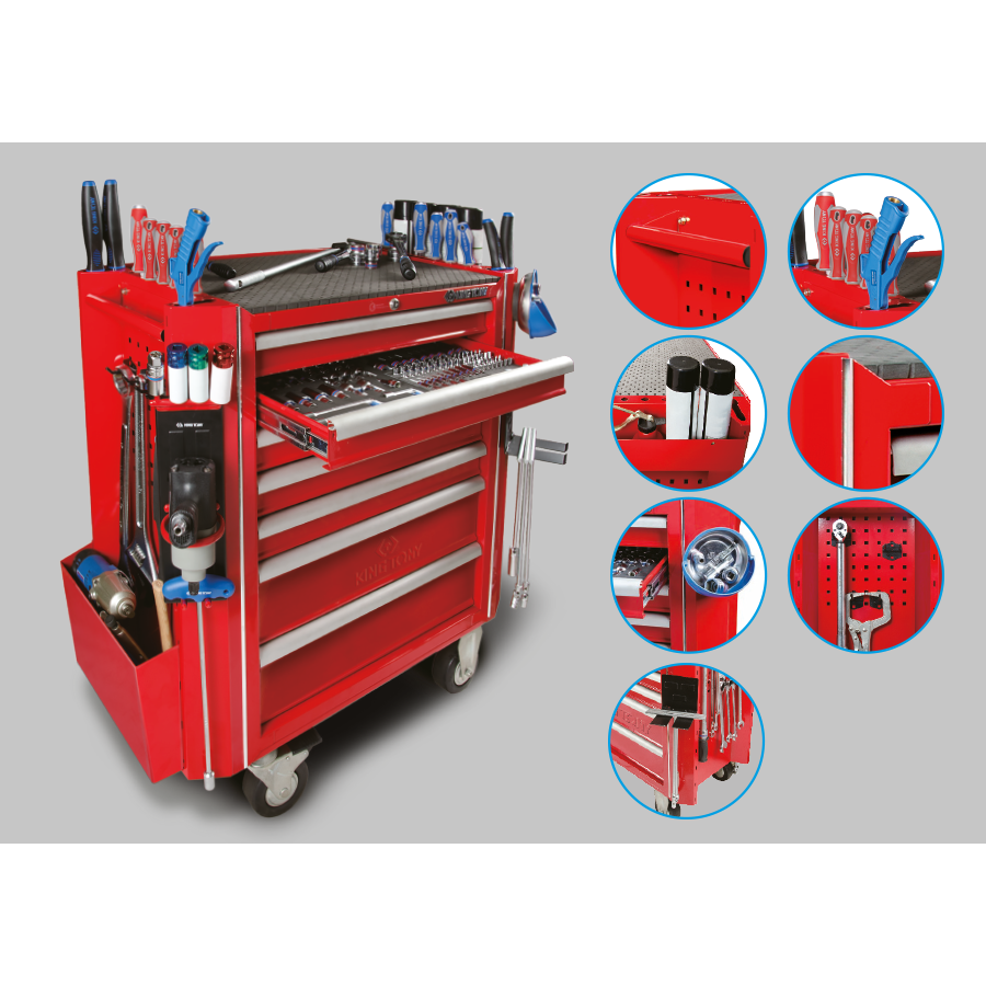 KING TONY Profi-Werkzeuge - Perforierte Werkzeugwagen-Seitenstütze Evolution - 5 tlg. 87430A