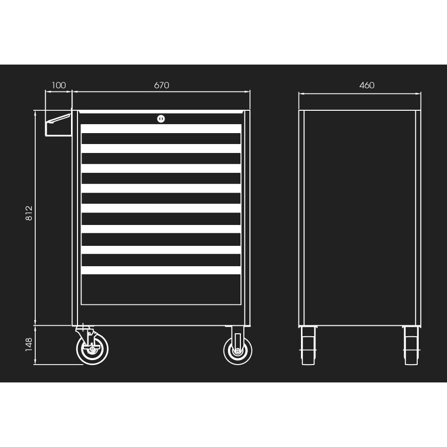 KING TONY Profi-Werkzeuge - Strength KT Werkzeugwagen mit 8 Schubladen 874378B
