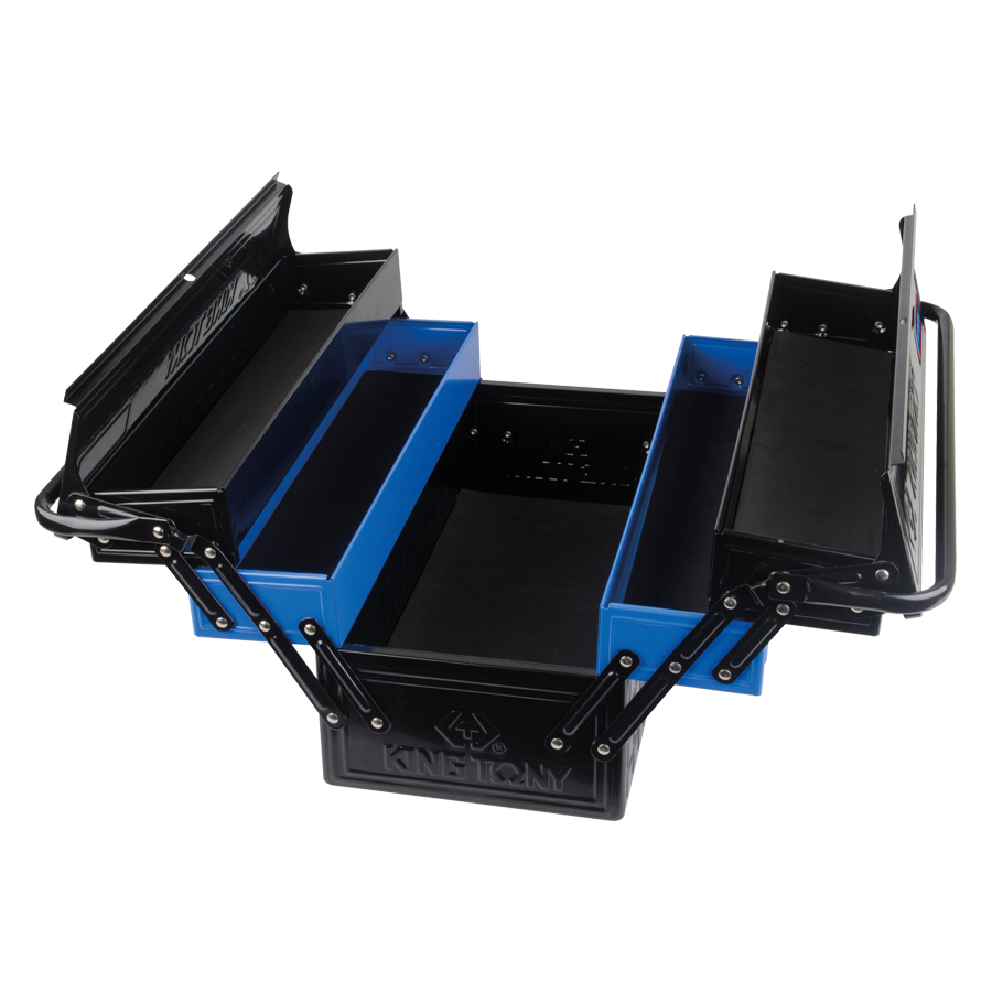 KING TONY Profi-Werkzeuge - Metall-Werkzeugkiste 470x220x260 mm - Schwarz / Blau 87A05A0KB