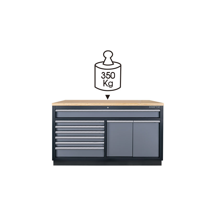 KING TONY Profi-Werkzeuge - Werkstatteinrichtung, Werkstatt Schrankwand, Werkbank - Farbe Schwarz-Grau 87D11AKGV