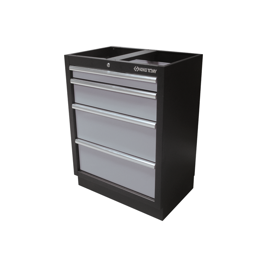 KING TONY Profi-Werkzeuge - Niedriges Möbel 4 Schubladen - Schwarz-Grau 87D1104AKG