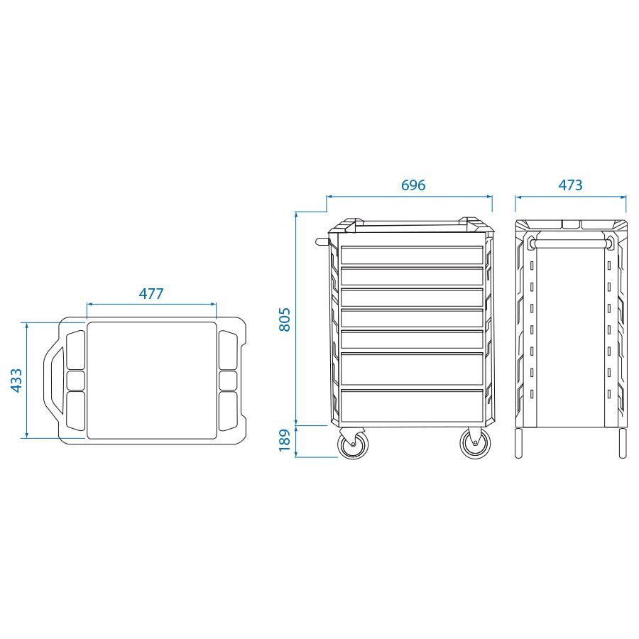 KING TONY Profi-Werkzeuge - Werkzeugwagen mit 8 Schubladen SQUAD 87SQ318BABK