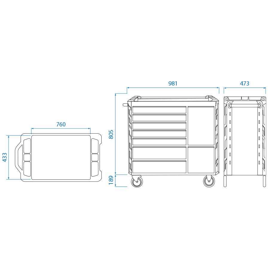 KING TONY Profi-Werkzeuge - Werkzeugwagen mit 10 Schubladen SQUAD DLX 87SQ3210BABK