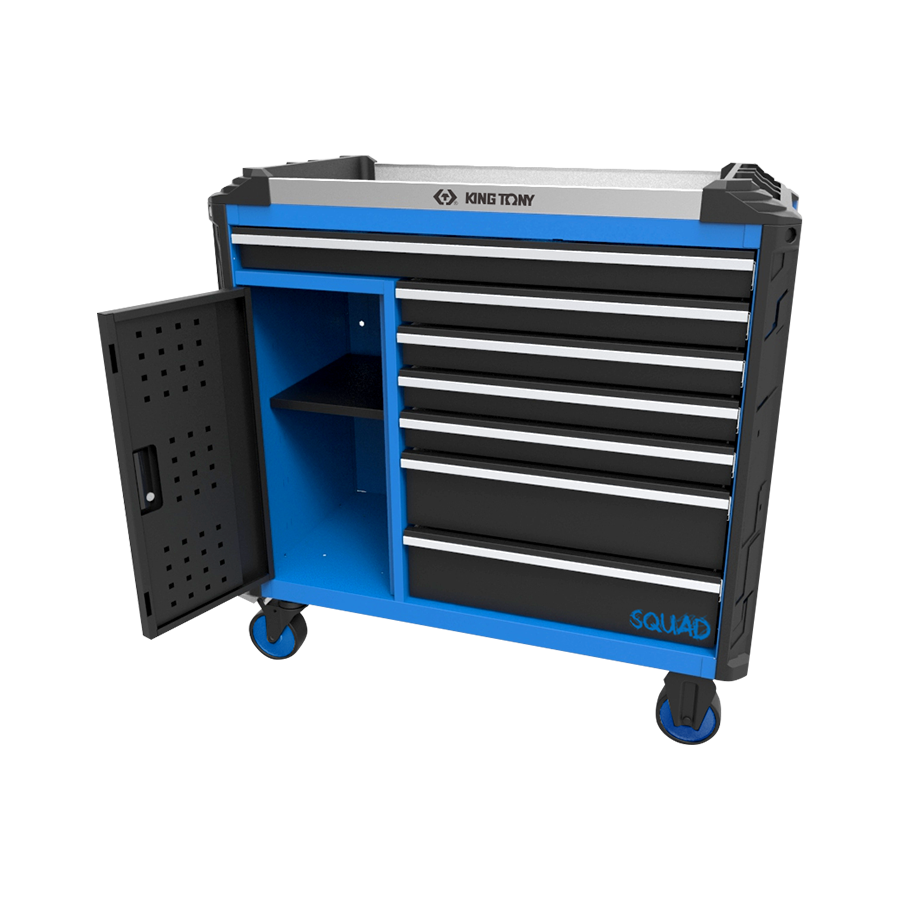 KING TONY Profi-Werkzeuge - Werkzeugwagen mit 7 Schubladen + 1 Tür SQUAD DX 87SQ327BABK