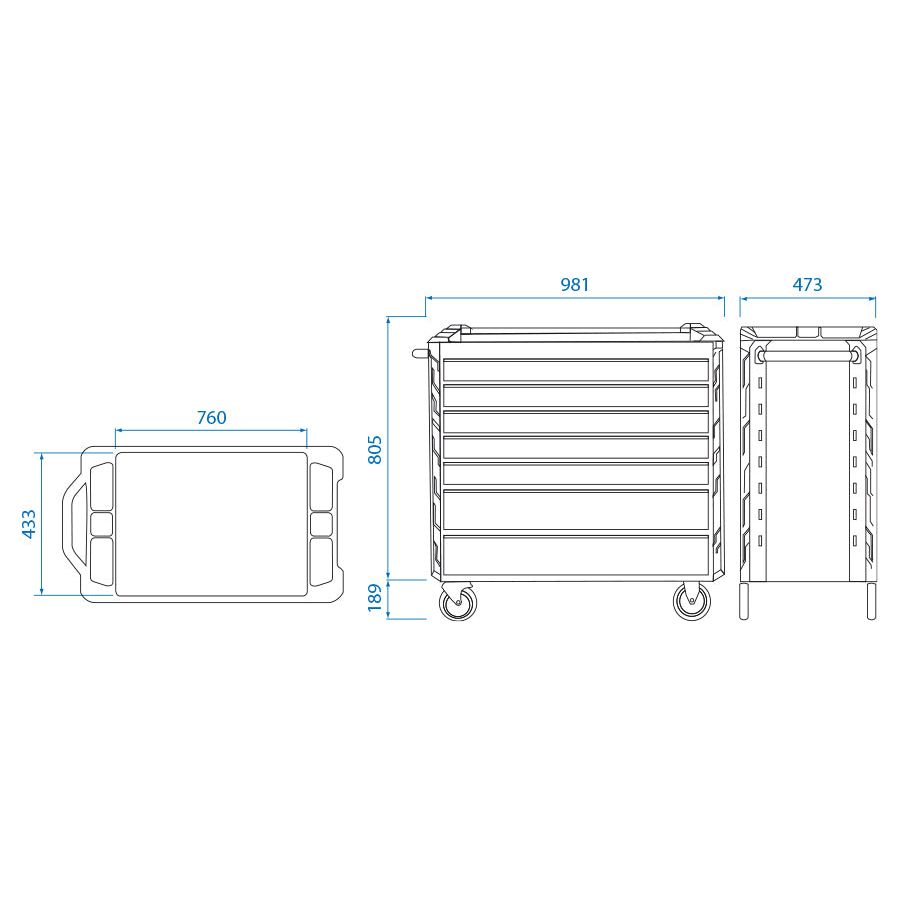 KING TONY Profi-Werkzeuge - Werkzeugwagen mit 7 Schubladen SQUAD D7+ 87SQ337BABK