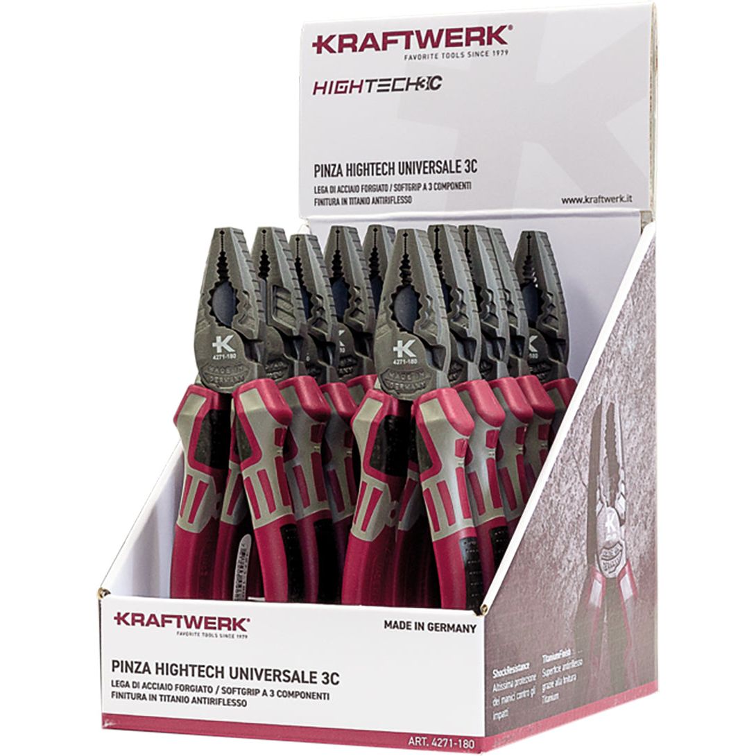 Kraftwerk Hightech Kombizange 180 mm, Verkaufsdisplay mit 10 Stk