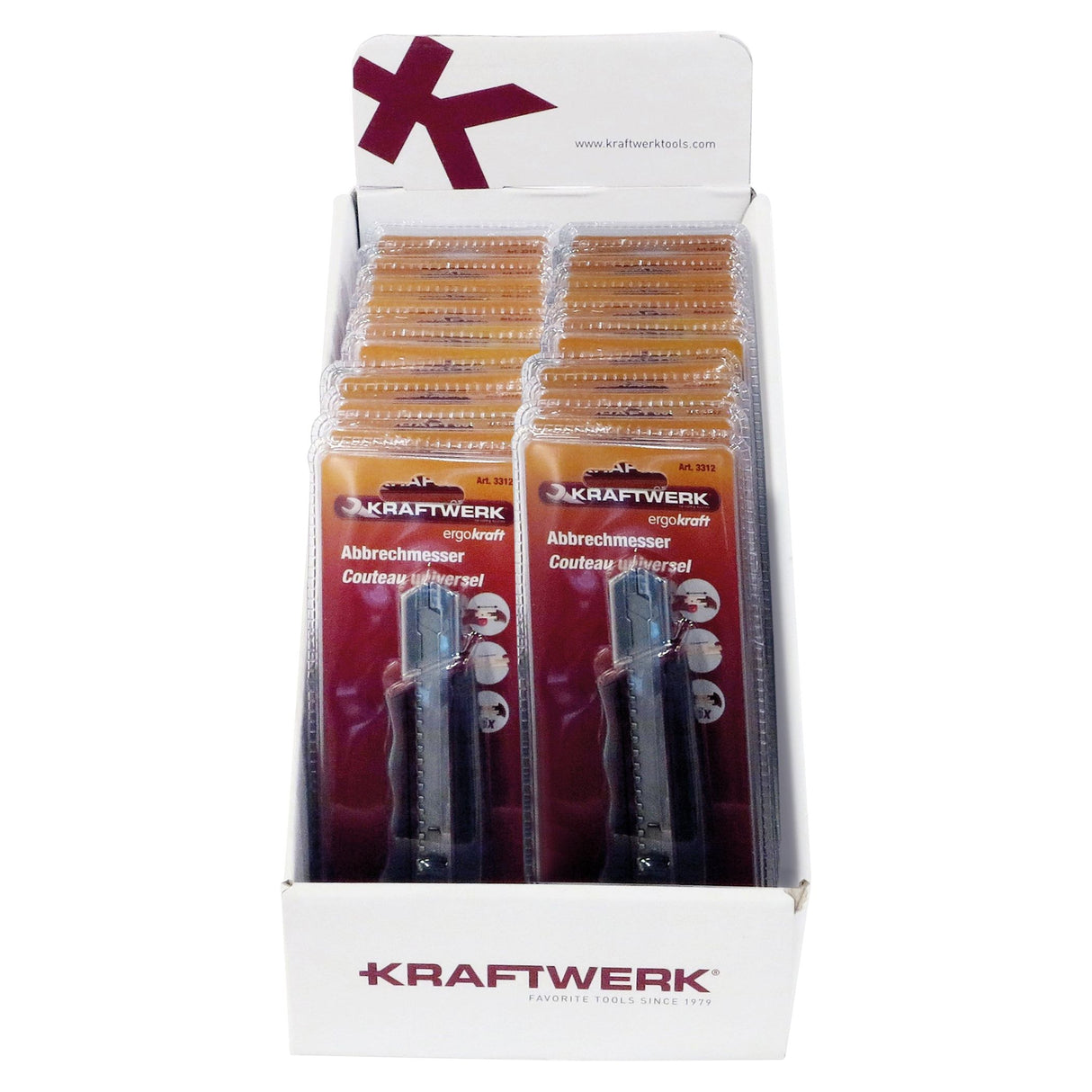 Kraftwerk 5 Teppichmesser Ersatzklingen, 165 x 18mm, Verkaufsdisplay mit 20 Stk