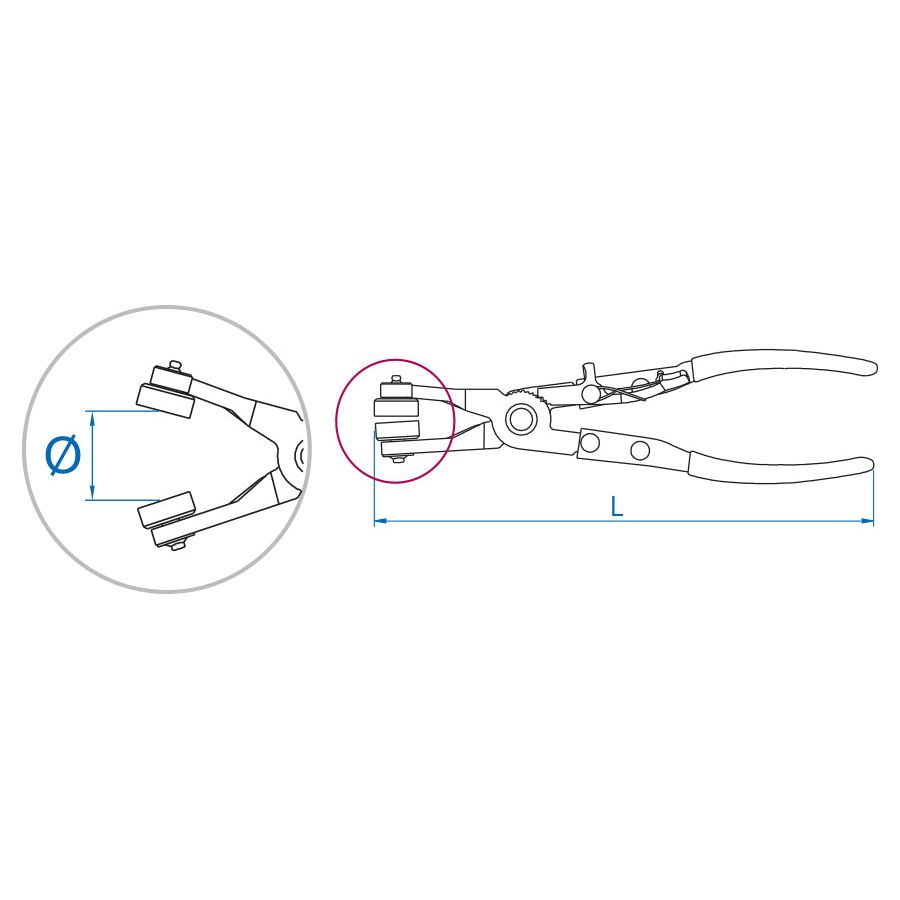 KING TONY Profi-Werkzeuge - Abgewinkelte Schlauchklemmenzange, 45° - 220 mm 9AA21