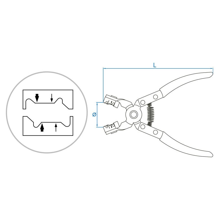 KING TONY Profi-Werkzeuge - Abgewinkelte Drehbackenzange für CLIC-Klemmen 9AA25
