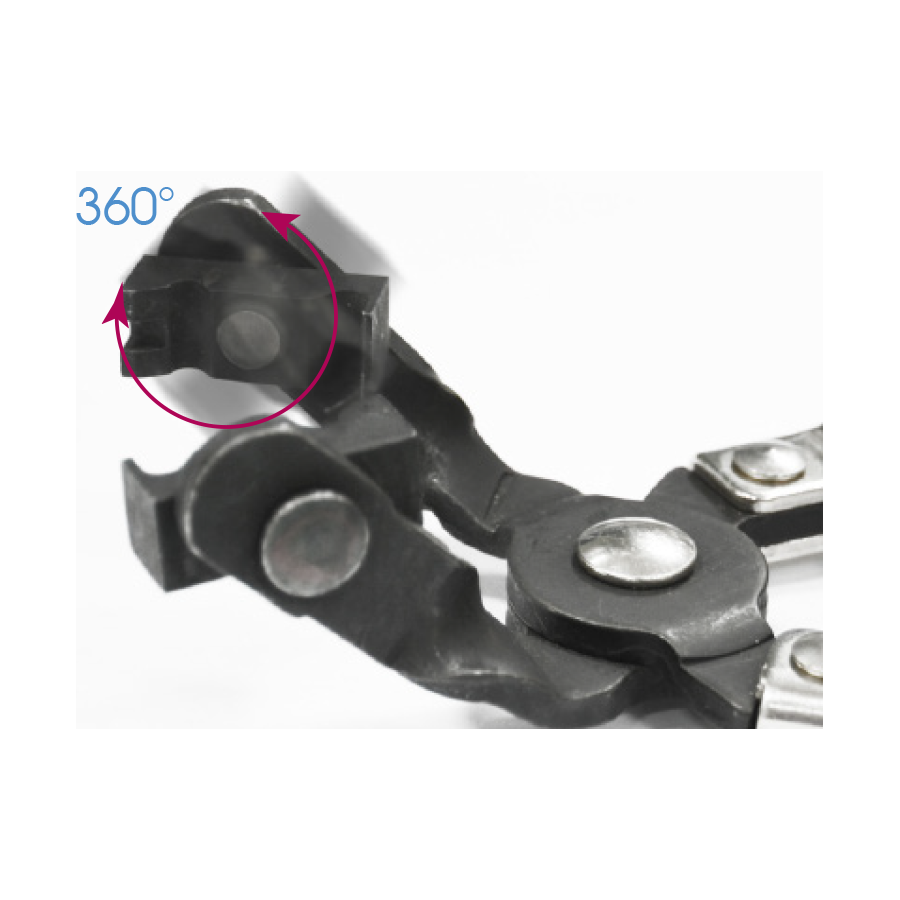 KING TONY Profi-Werkzeuge - Abgewinkelte Drehbackenzange für CLIC-Klemmen 9AA25