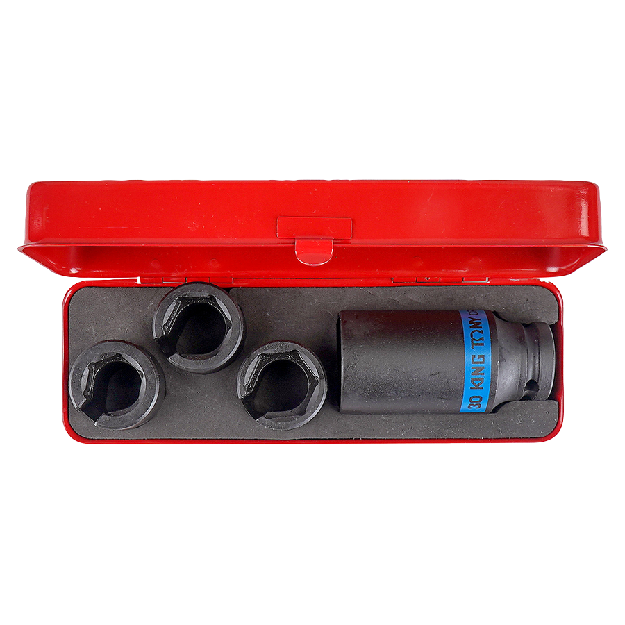 KING TONY Profi-Werkzeuge - 1/2" Lambdasonden-Steckschlüssel-Set - 4 tlg. 9AJ014