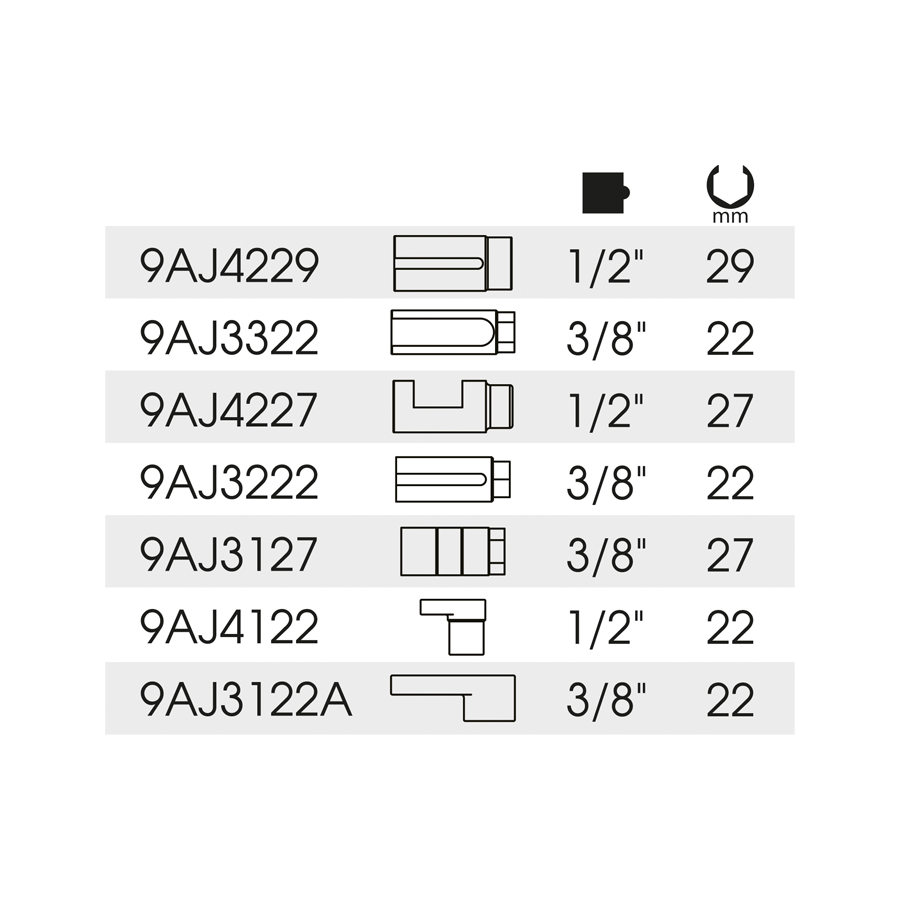 KING TONY Profi-Werkzeuge - 1/2" Lambdasonden-Steckschlüssel-Set - 7 tlg. 9AJ017
