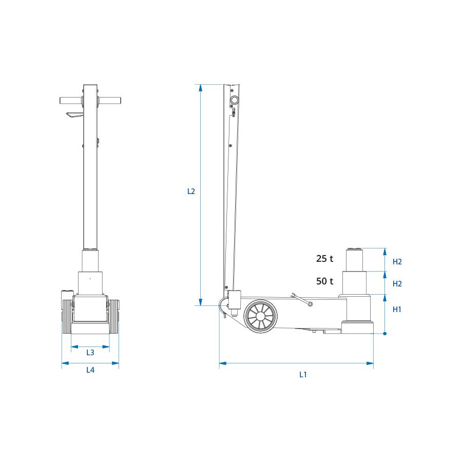 KING TONY Profi-Werkzeuge - Lufthydraulischer-Heber für Busse und LKW, 2-stufig 50/25T 9HYCH250