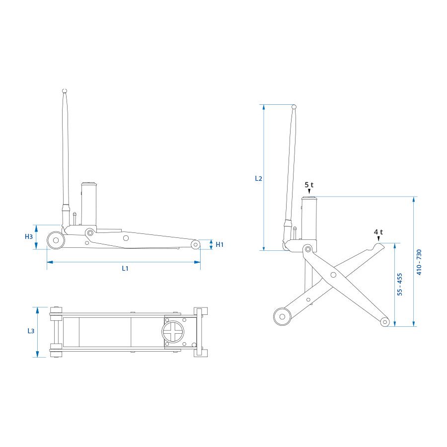 KING TONY Profi-Werkzeuge - Wagenheber für Gabelstapler - 4/5T 9HYCRC5