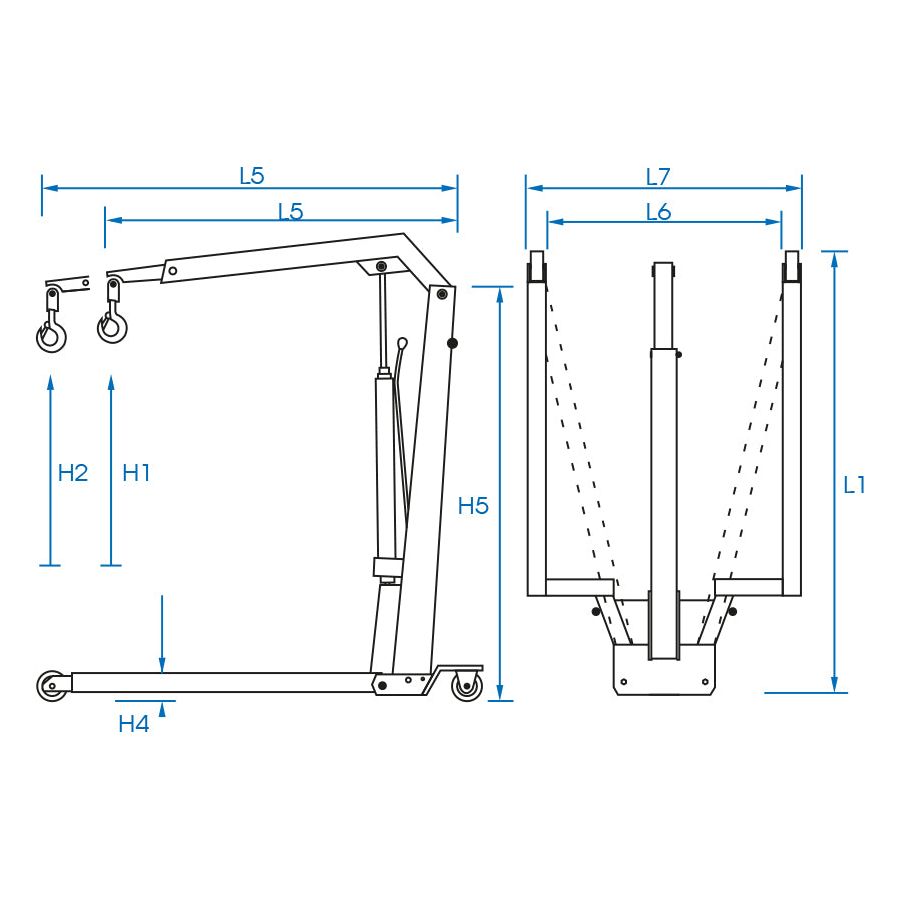 KING TONY Profi-Werkzeuge - Hydraulischer Werkstattkran, LKW- und PKW - 550kg 9HYGR55