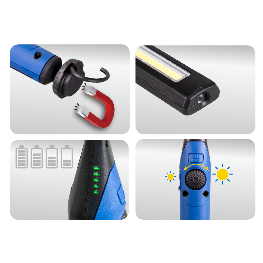 KING TONY Profi-Werkzeuge - LED-Inspektionslampe 7W COB mit magnetischer werkzeugHalter 9TA262AA