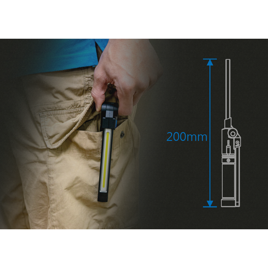 KING TONY Profi-Werkzeuge - LED Inspektionslampe Slim COB+SMD, klappbar und wiederaufladbar 9TA268AA