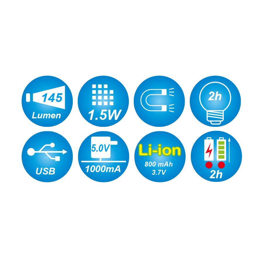 KING TONY Profi-Werkzeuge - LED-Inspektionslampe 1.5W COB - USB Kabel 9TA28A