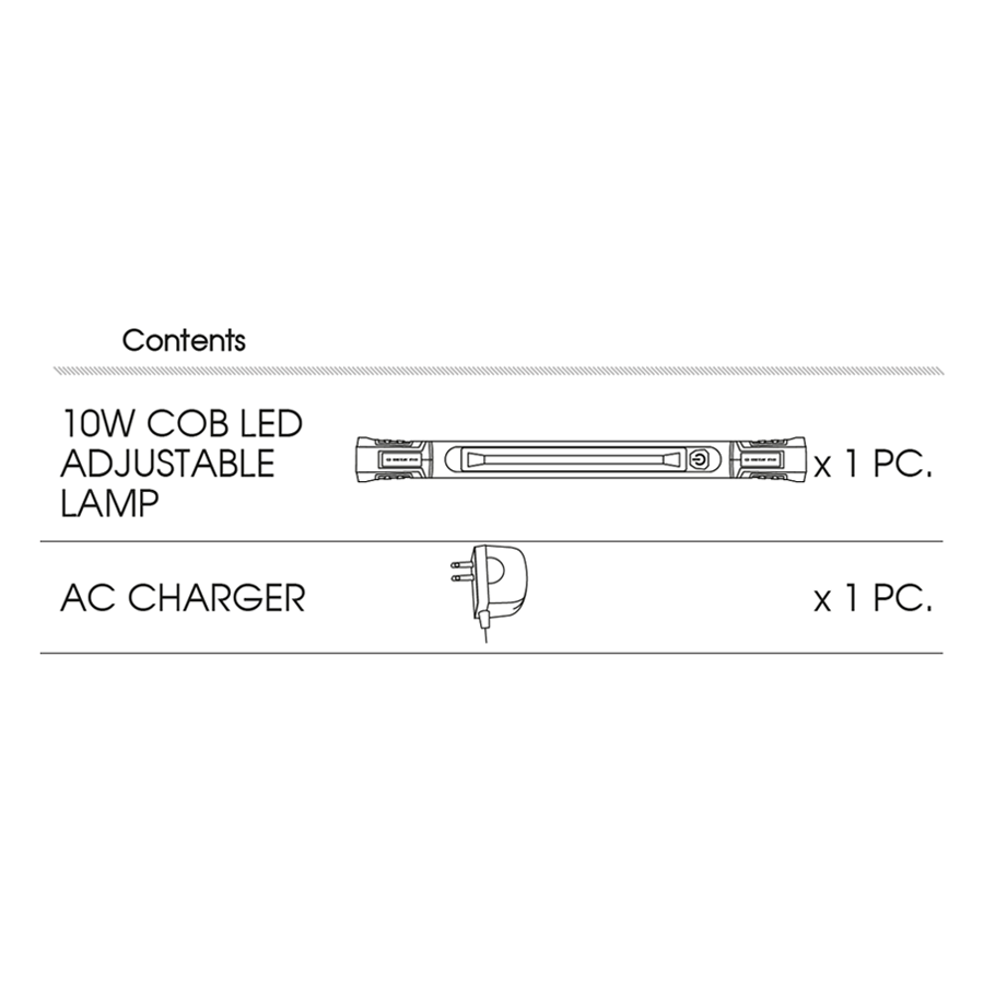KING TONY Profi-Werkzeuge - LED-Inspektionslampe 10W COB LED verstellbar 9TA33AA