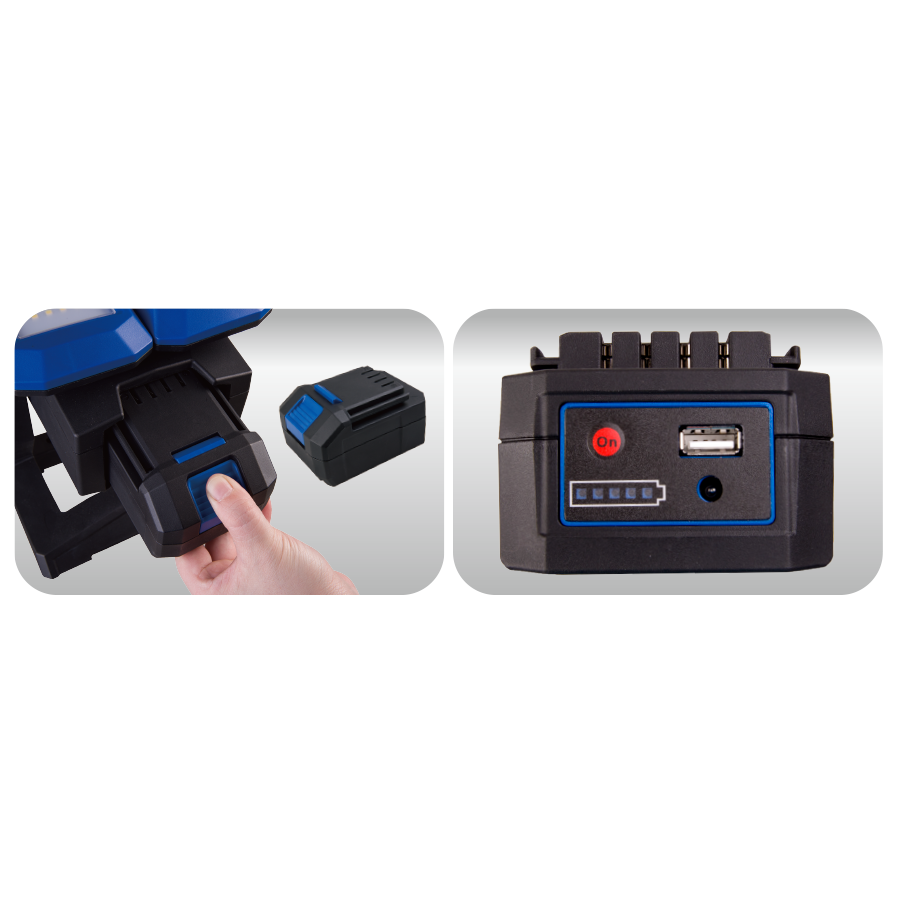 KING TONY Profi-Werkzeuge - 30W LED-Wiederaufladbarer Scheinwerfer Doppelkopf 9TA45AA