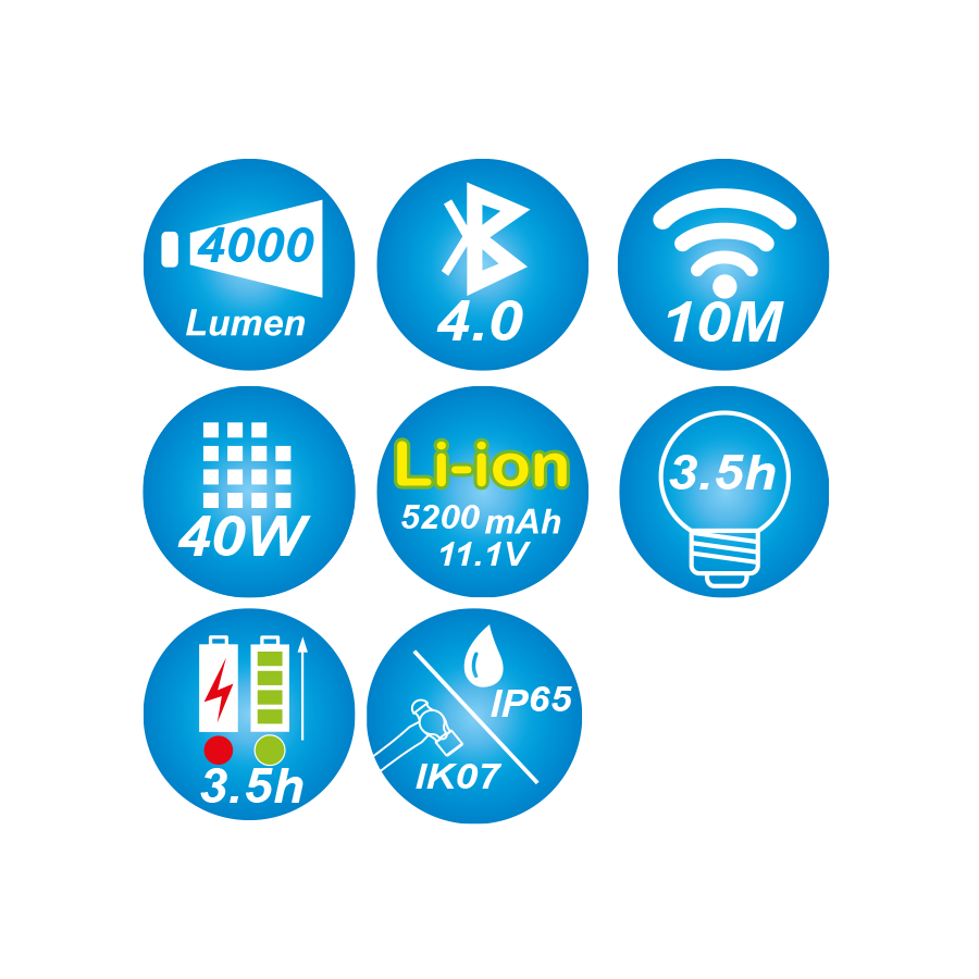 KING TONY Profi-Werkzeuge - LED-Strahler mit bluetooth 9TA46AA