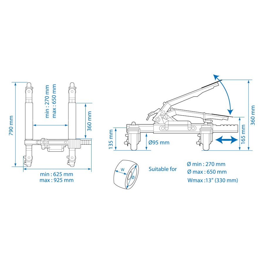 KING TONY Profi-Werkzeuge - 680KG. 2tlg. Rangierhilfe für PKWs und Kleintransportern 9TYE722AB
