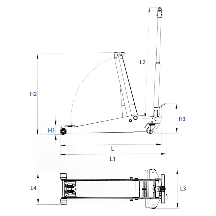 KING TONY Profi-Werkzeuge - Hydraulischer Rangierwagenheber - 2 Tonnen 85-780mm 9TYN13102AB
