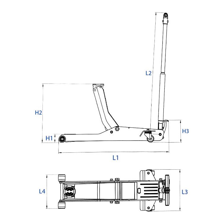 KING TONY Profi-Werkzeuge - Hydraulischer Rangierwagenheber - 2 Tonnen 75-530mm 9TYN13402AB