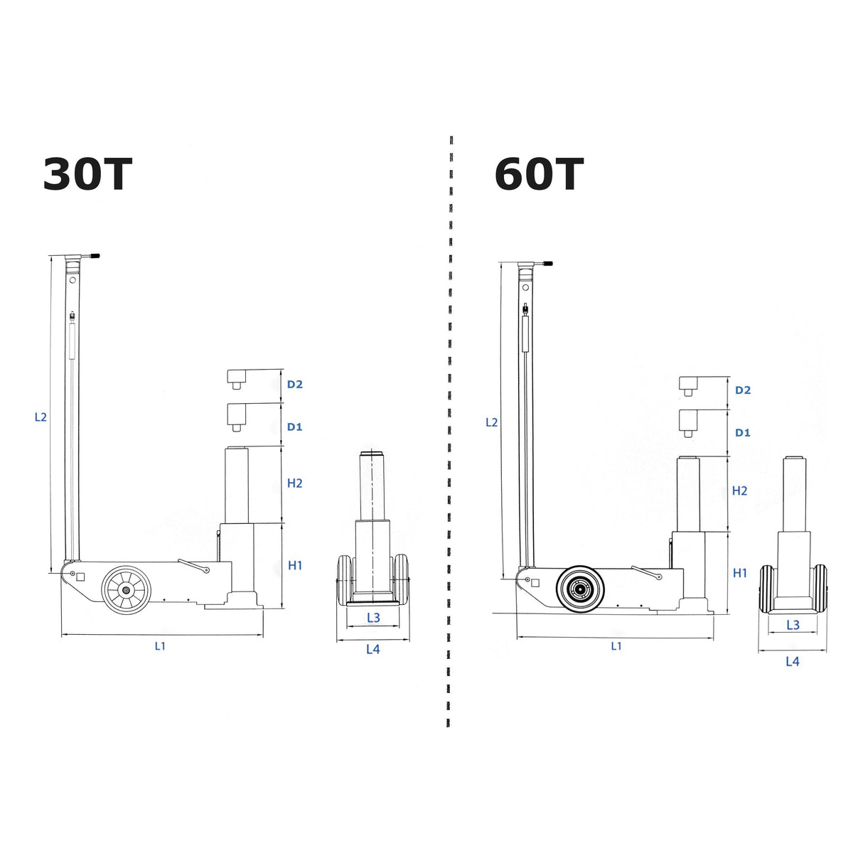 KING TONY Profi-Werkzeuge - Lufthydraulischer Wagenheber, einstufig - 60T 9TYN23160AB