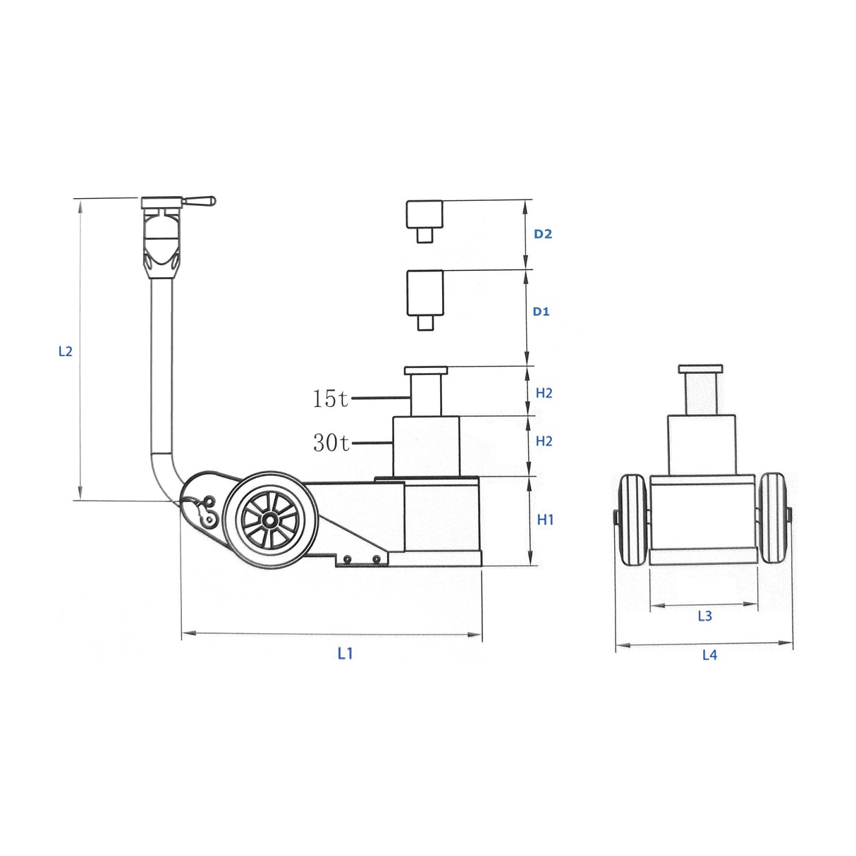 KING TONY Profi-Werkzeuge - Tragbarer lufthydraulischer Wagenheber 15/30T 9TYN23330AB