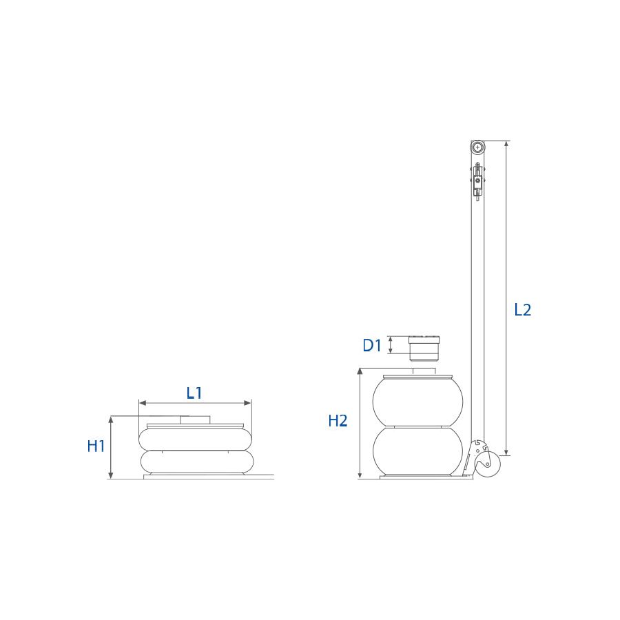KING TONY Profi-Werkzeuge - Lufthydraulischer Wagenheber, 2 Tonnen - 2 Stufen Höhe: 132-326mm 9TYN24102AB